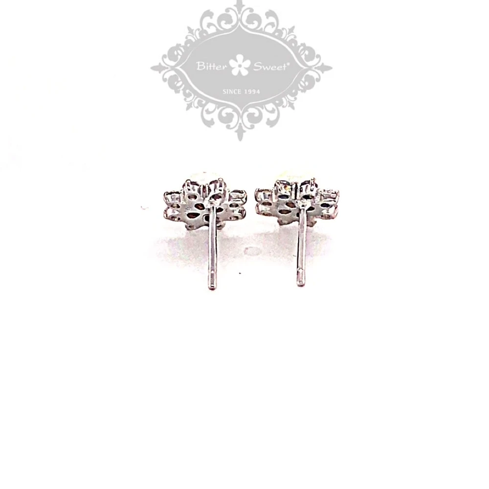 Sterling Silver Cubic Zirconia Pearl Earrings 143284