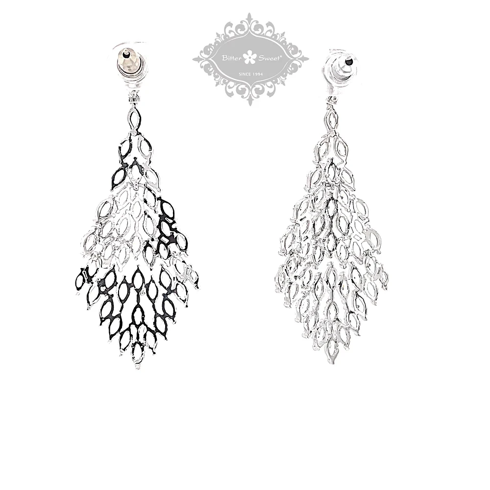 Bridal Silver Cubic Zirconia Drop Earrings 145937