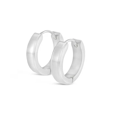 Stainless Steel Silver Square Huggie Earrings 150388