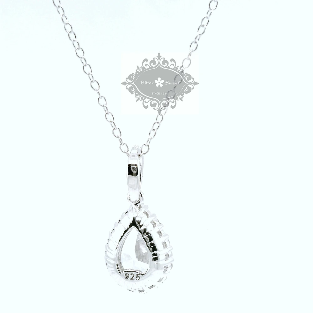 Sterling Silver Teardrop Cubic Zirconia Necklace 124199