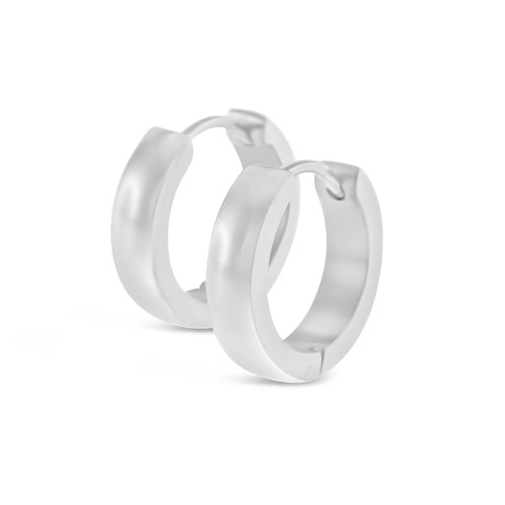 Stainless Steel Silver Huggie Earrings 150392