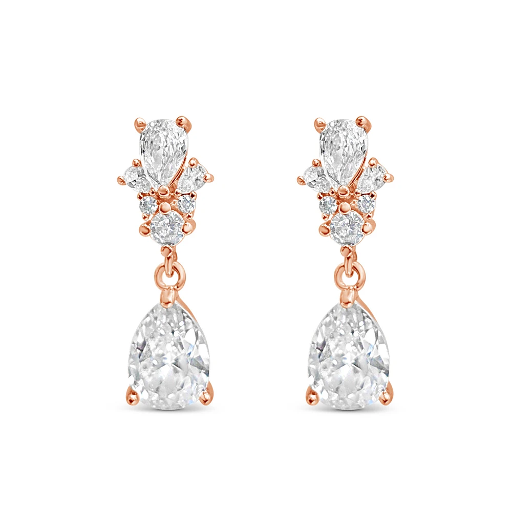 Bridal  Rose Gold  Cubic Zirconia Earrings 155172