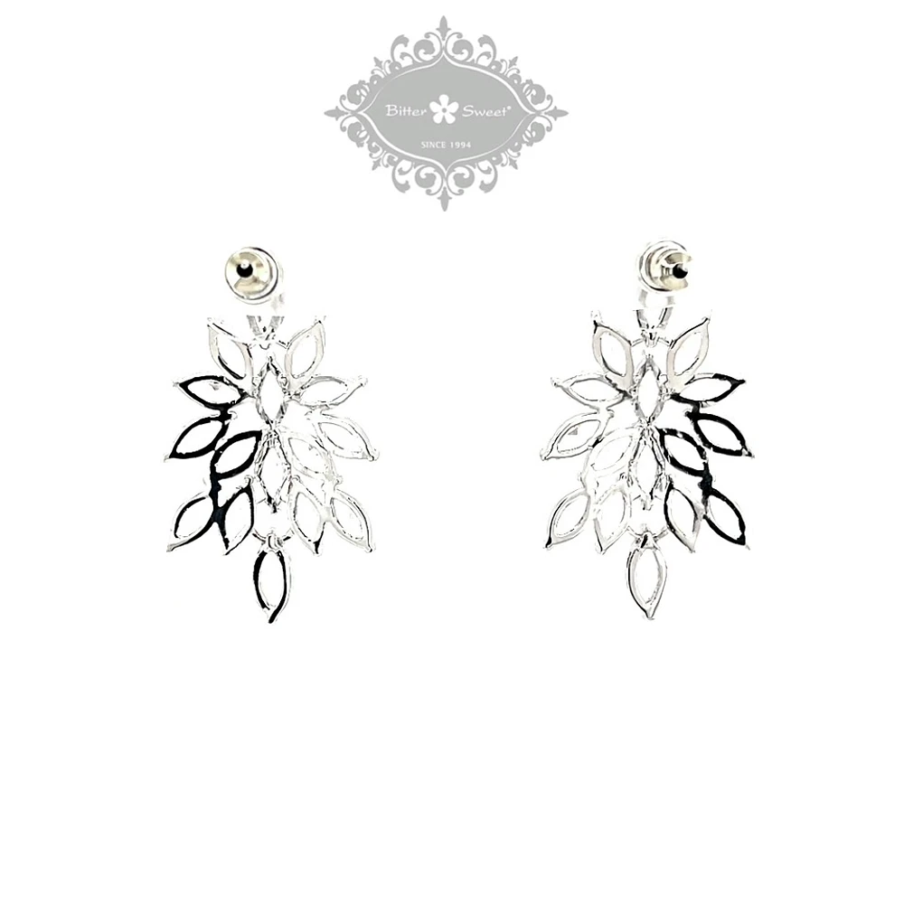 Bridal Silver Cubic Zirconia Drop Earrings 143589