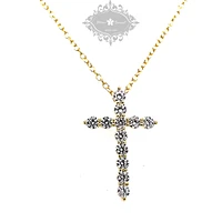 Gold Plated Sterling Silver Cubic Zirconia Cross Necklace 144943