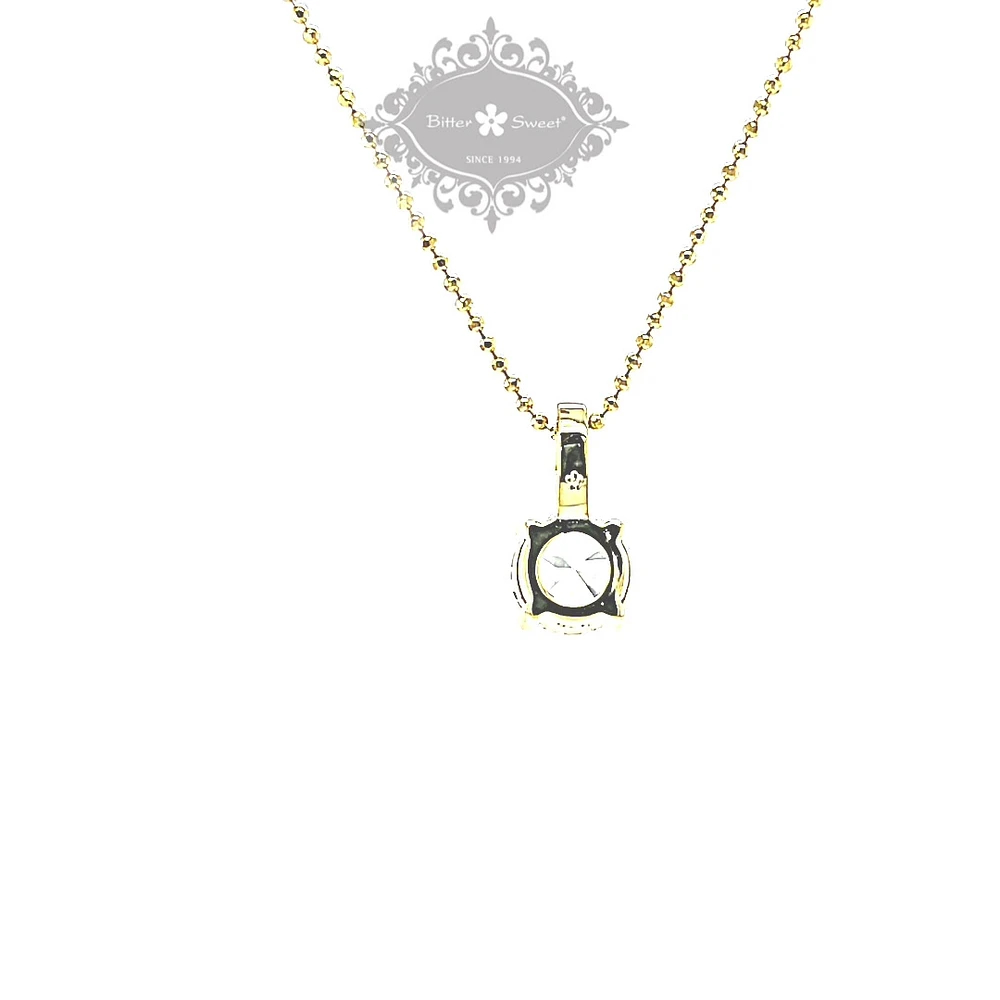 Gold Plated Sterling Silver Round Cubic Zirconia Necklace 147702