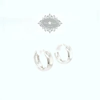 Sterling Silver  Round Plain Huggies Earrings 155078