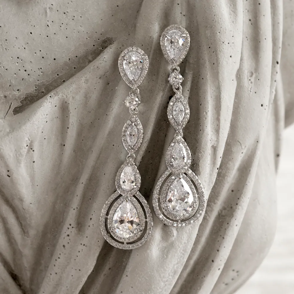 Bridal Cubic Zirconia Tear Drop  Earrings 125963