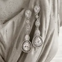 Bridal Cubic Zirconia Tear Drop  Earrings 125963