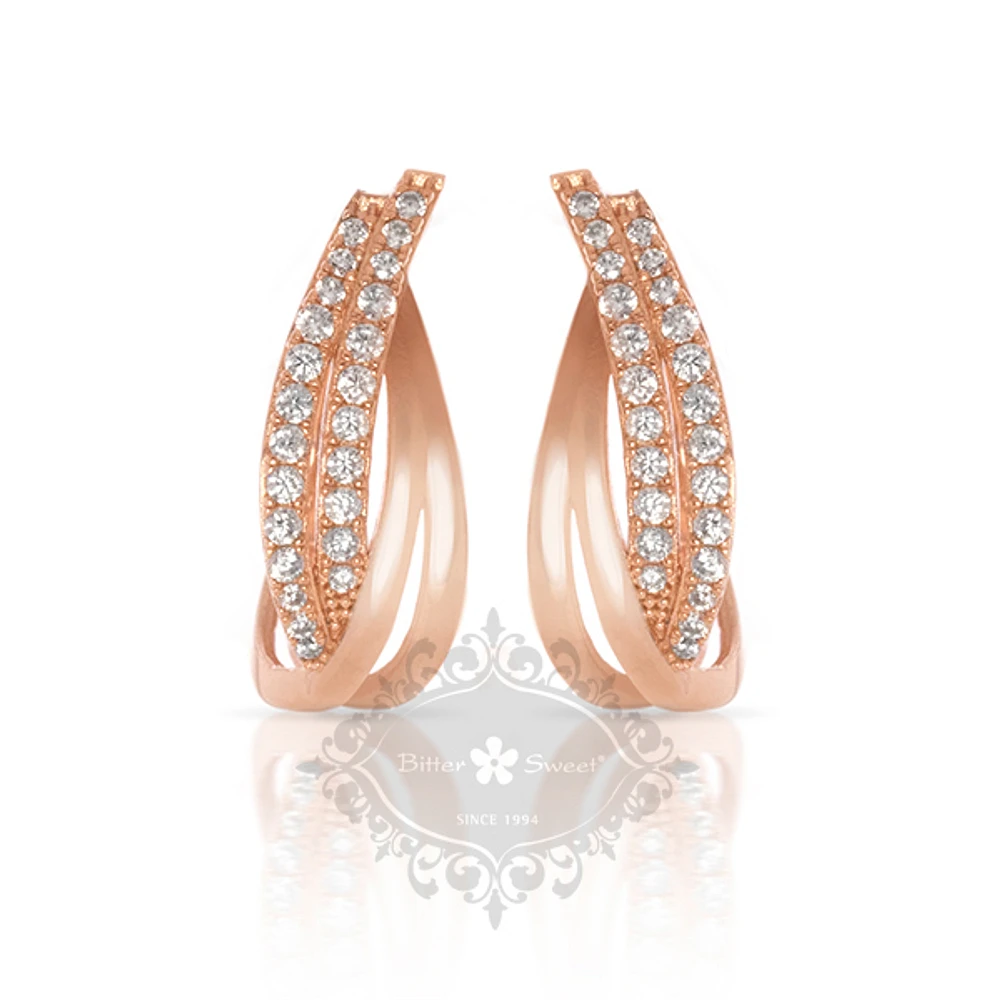 Rose Gold Plated Sterling Silver Cubic Zirconia Earrings