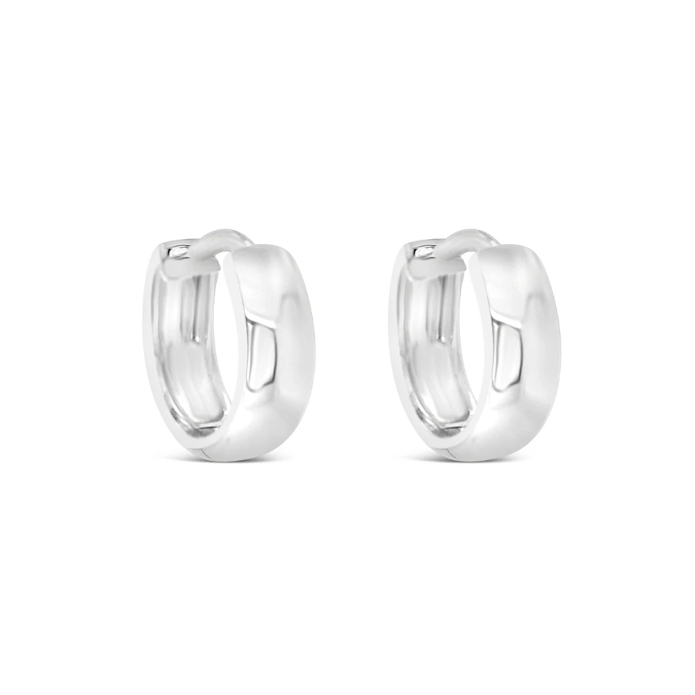 Sterling Silver  Round Plain Huggies Earrings 155078