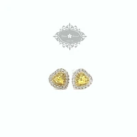 Sterling Silver Yellow Heart Cubic Zirconia Earrings 153483