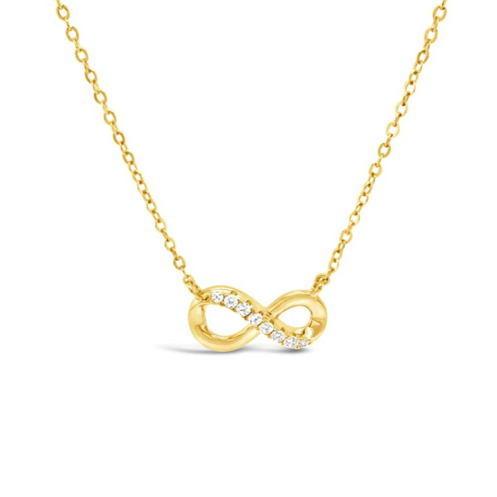 Yellow Gold Plated Sterling Silver Infinity Cubic Zirconia Necklace 153808