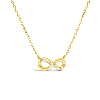 Yellow Gold Plated Sterling Silver Infinity Cubic Zirconia Necklace 153808