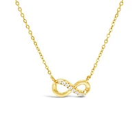 Yellow Gold Plated Sterling Silver Infinity Cubic Zirconia Necklace 153808