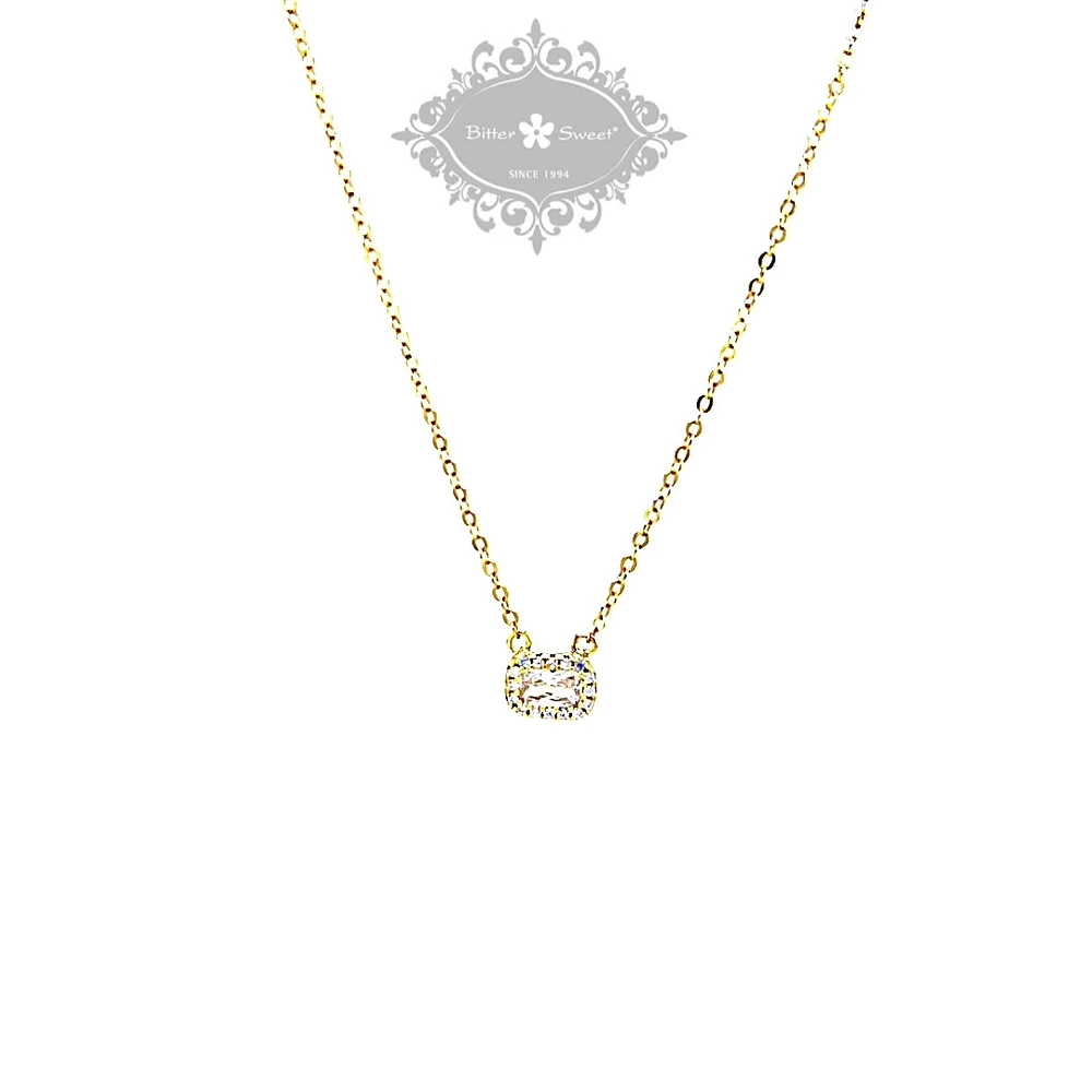 Gold Plated Sterling Silver Cubic Zirconia Necklace