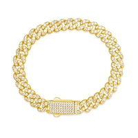 Yellow Gold Plated Sterling Silver Cubic Zirconia Cuban link  Bracelet 155081