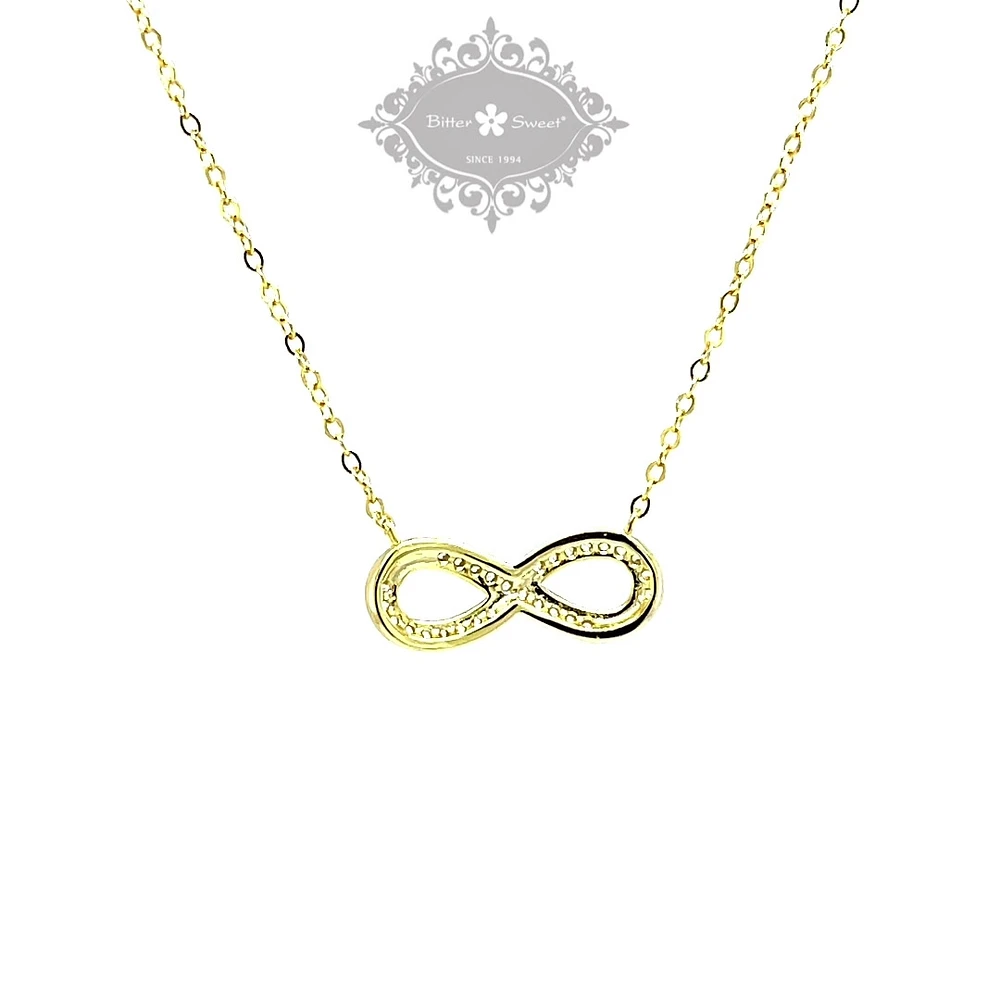 Gold Plated Sterling Silver Cubic Zirconia Infinity Necklace