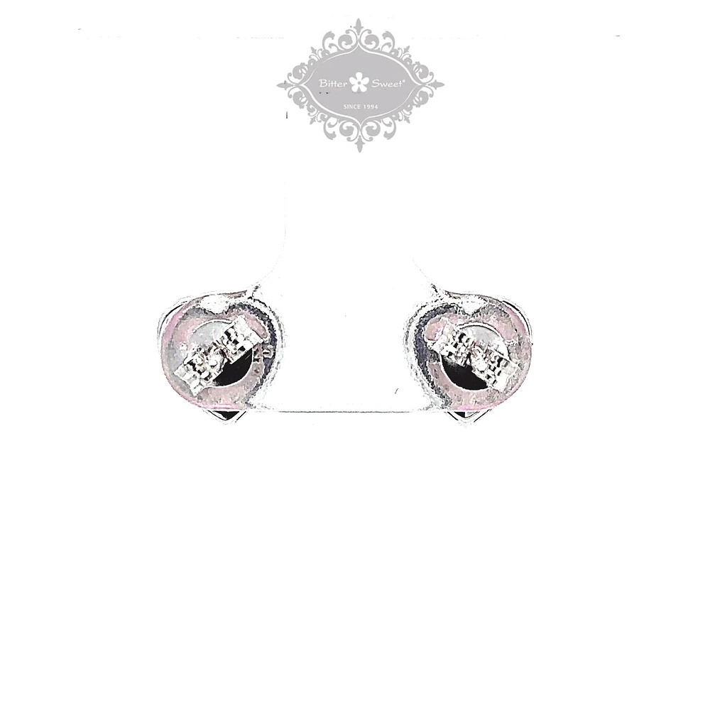 Sterling Silver Pink Heart Cubic Zirconia Earrings