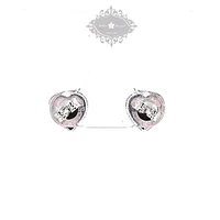 Sterling Silver Pink Heart Cubic Zirconia Earrings