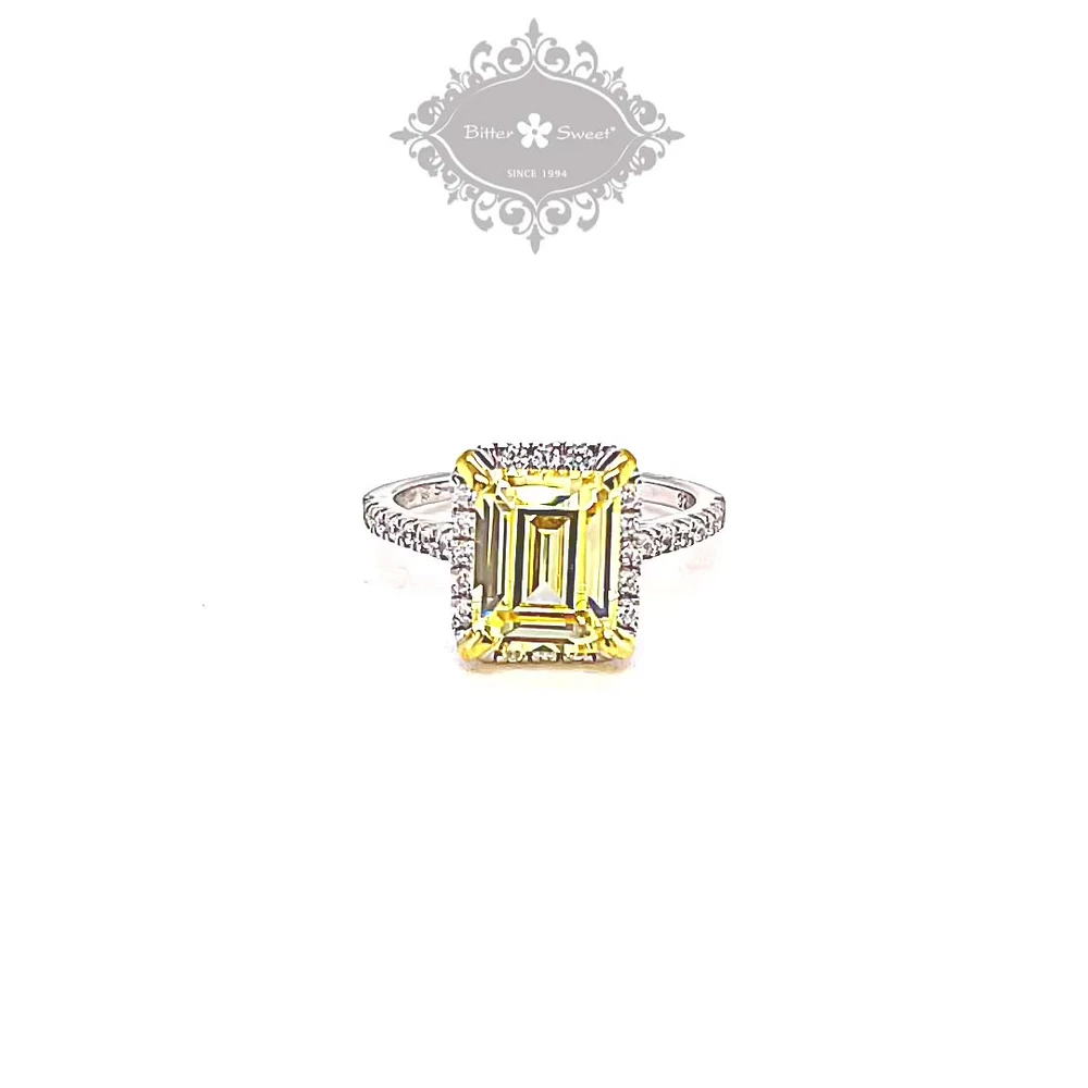 Sterling Silver Yellow Cubic Zirconia Ring 151560