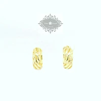 Yellow Gold Plated  Sterling Silver  Cubic Zirconia  Pave Twist Huggies 155075