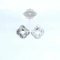 Sterling Silver Clover baguette  Cubic Zirconia Earrings 155057