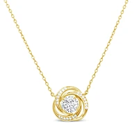 Yellow Gold Plated Sterling Silver Round Outline Cubic Zirconia Necklace155050
