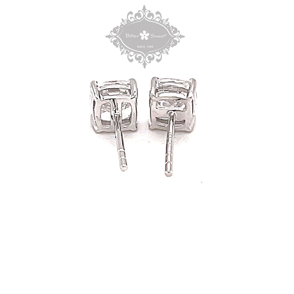 Sterling Silver Cubic Zirconia Cushion 6mm studs 143350