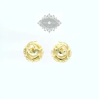 Yellow Gold Plated Sterling Silver  Round Cubic Zirconia Earrings 155047