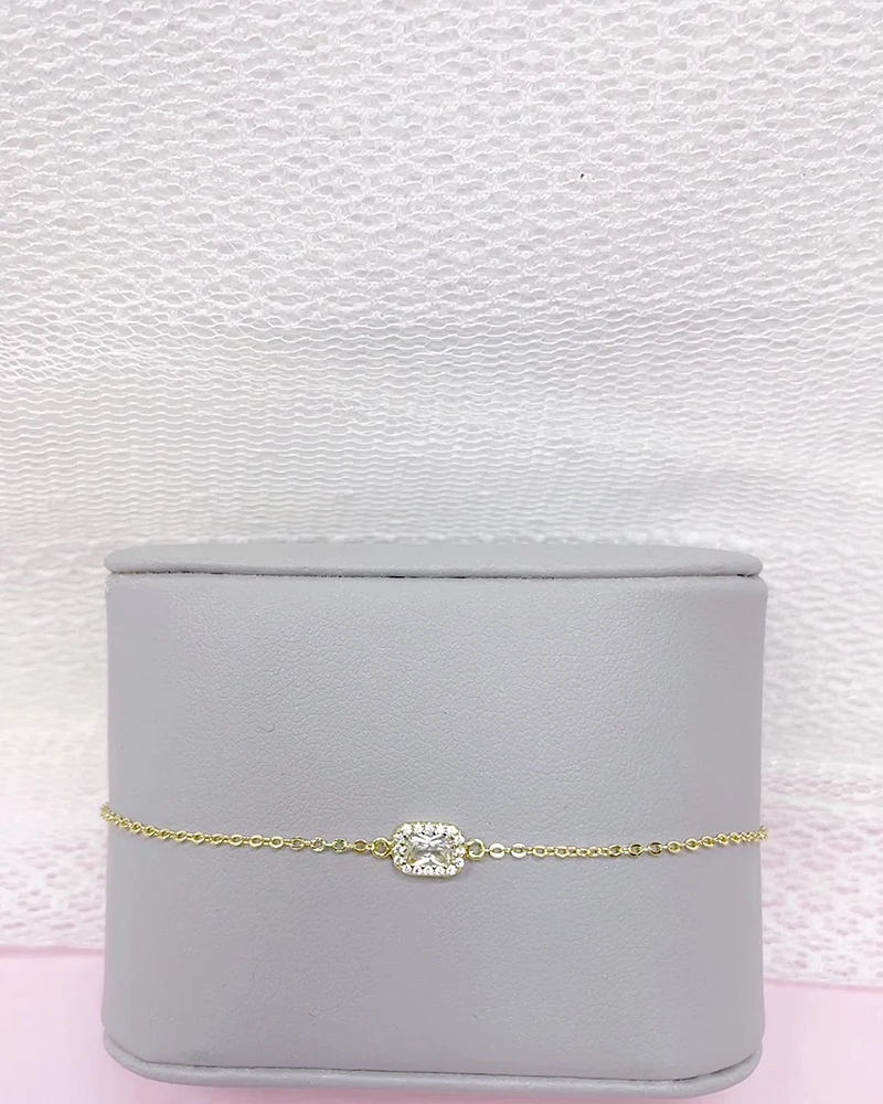 Gold Plated Sterling Silver Cubic Zirconia Bracelet