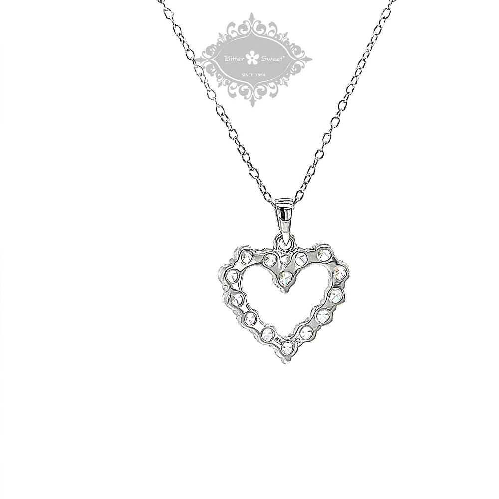 Sterling Silver Cubic Zirconia Heart Necklace