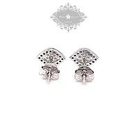 Sterling Silver Cubic Zirconia Evil Eyes Earrings 139419
