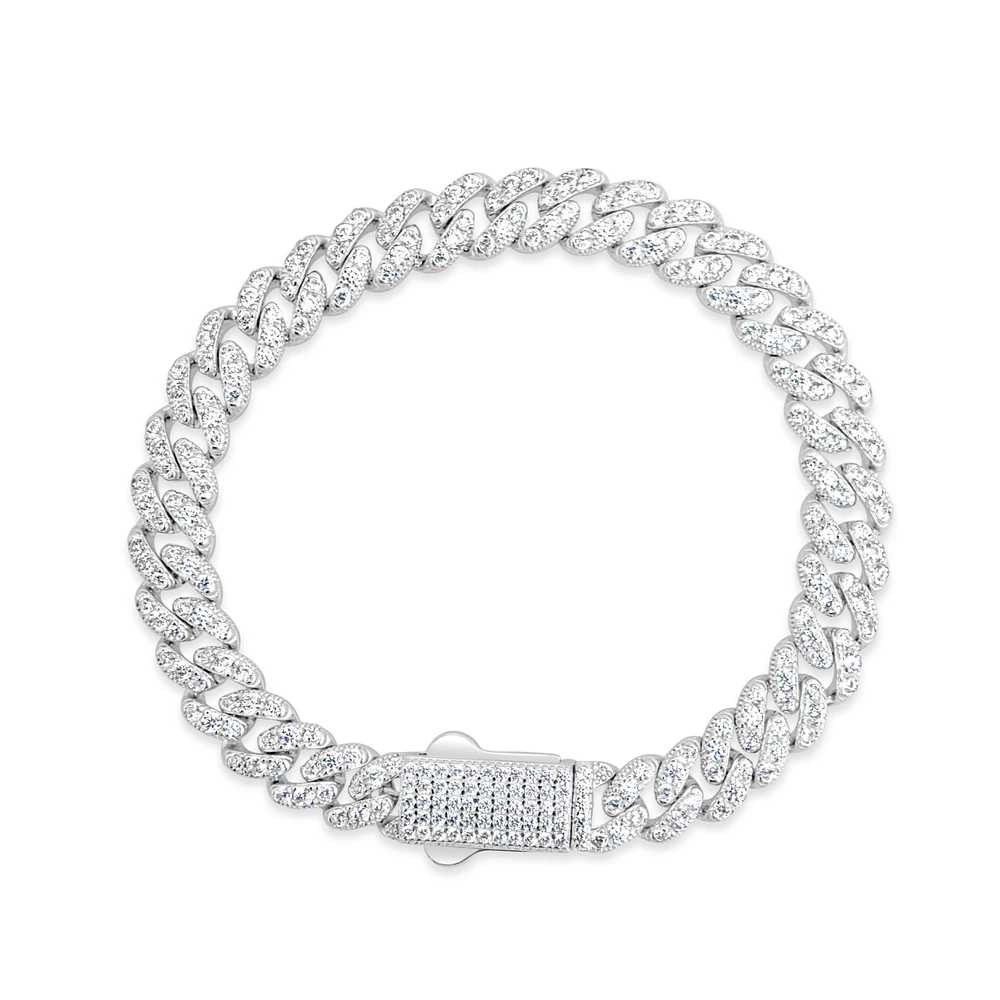Sterling Silver Cubic Zirconia Cuban link Bracelet 155080