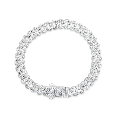 Sterling Silver Cubic Zirconia Cuban link Bracelet 155080