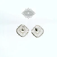 Sterling Silver  Flower  Cubic Zirconia Earrings 155064