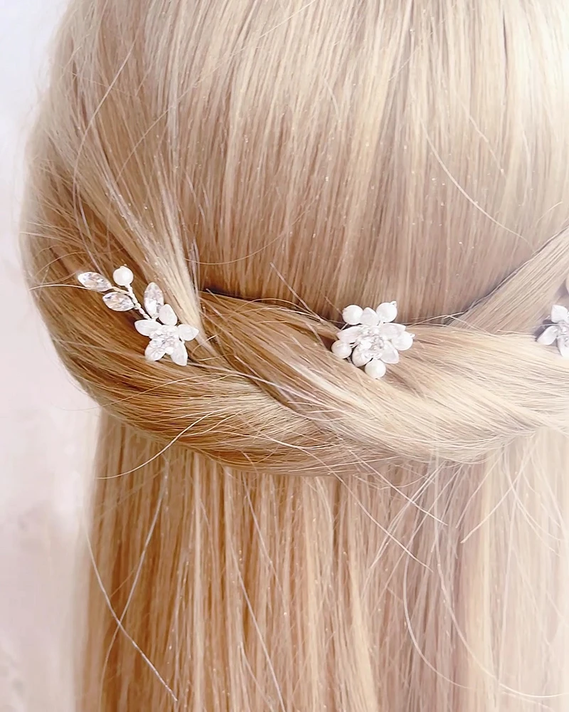 Bridal Silver Hair Stick Set