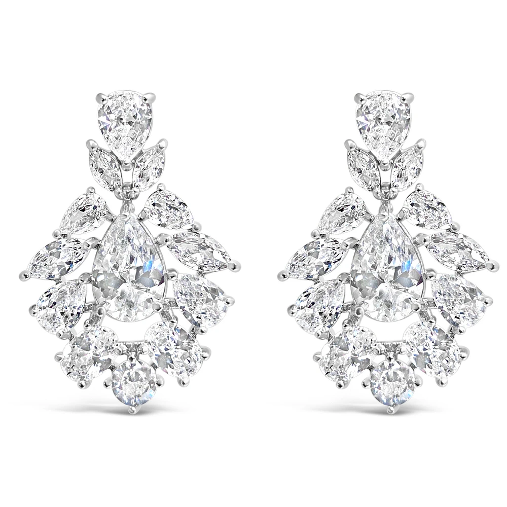 Bridal  Silver Tear Drop Jewel Cubic Zirconia Earrings 155177