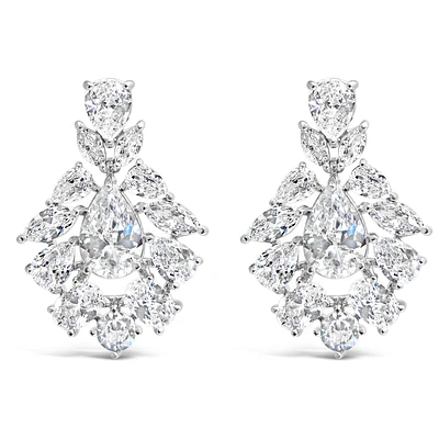 Bridal  Silver Tear Drop Jewel Cubic Zirconia Earrings 155177