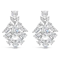 Bridal  Silver Tear Drop Jewel Cubic Zirconia Earrings 155177