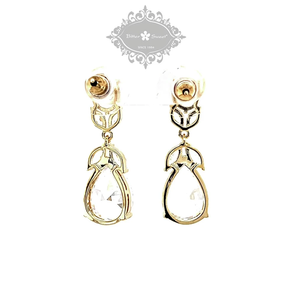 Bridal Gold Cubic Zirconia Drop Earrings 143272