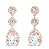 Bridal  Rose Gold Tear Drop Halo  Cubic Zirconia Earrings 155159