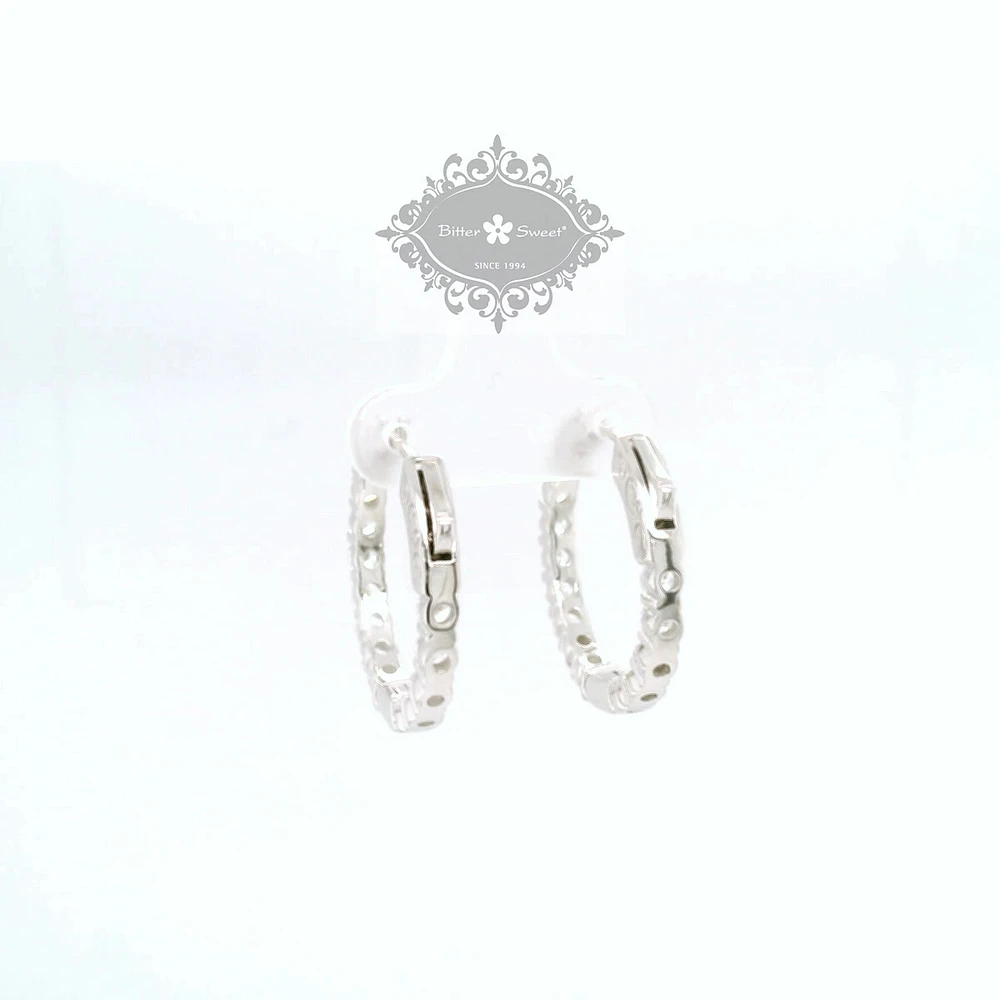 Sterling Silver  Cubic Zirconia Round Huggies Earrings 155070