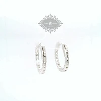 Sterling Silver  Cubic Zirconia Round Huggies Earrings 155070