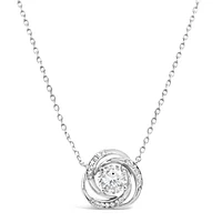 Sterling Silver Round Outline Twist Cubic Zirconia Necklace155048