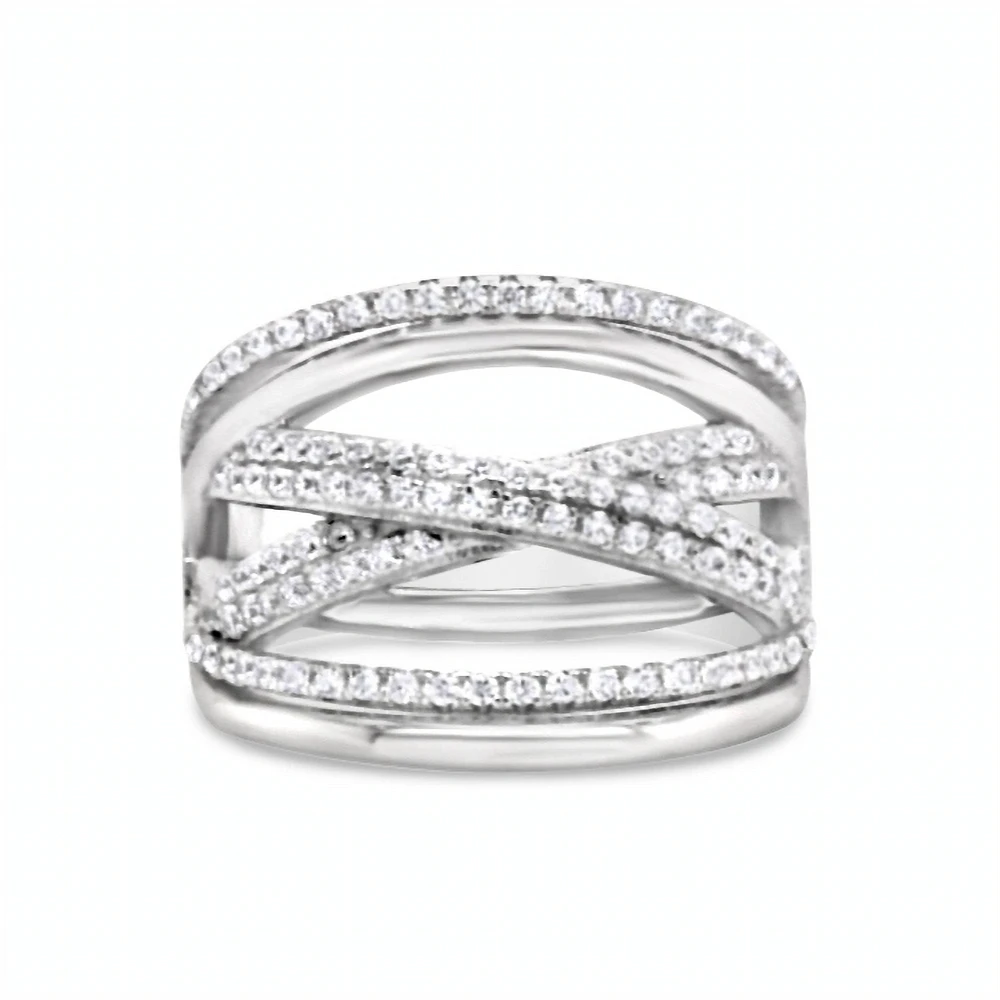 Sterling Silver Multiline Cubic Zirconia Ring 155010