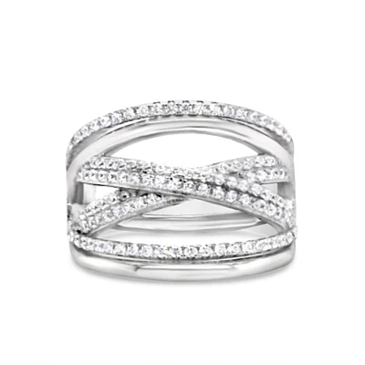 Sterling Silver Multiline Cubic Zirconia Ring 155010