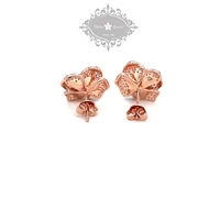 Rose Gold Plated Sterling Silver Cubic Zirconia Rose Earrings 151975