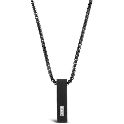 Stainless Steel Cubic Zirconia Black Necklace 150152