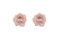 Rose Gold Plated Sterling Silver Cubic Zirconia Rose Earrings 151975