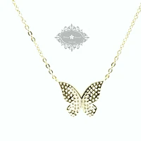 Gold Plated Sterling Silver Butterfly Cubic Zirconia Necklace